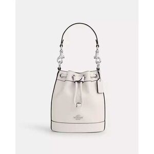 Coach Mini Drawstring Bucket Bag White Leather Crossbody Handbag